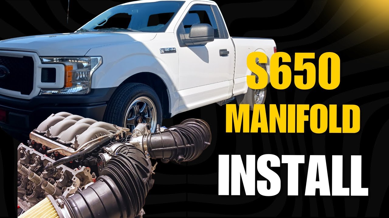 1st F-150 with 2024 S650 mustang GT intake manifold, dual throttle bodies.