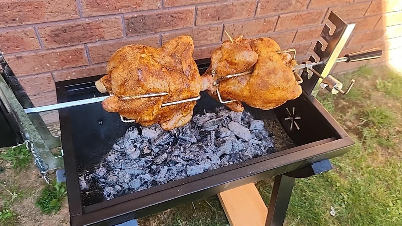 Roast charcoal chicken how to rotisserie