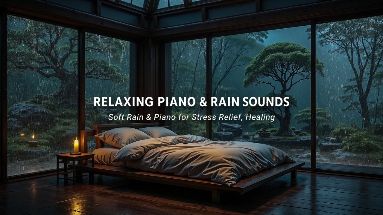 Relaxing Piano Sleep Music with Rainfall | Deep Sleep, Stress Relief, Meditation and Calm Night