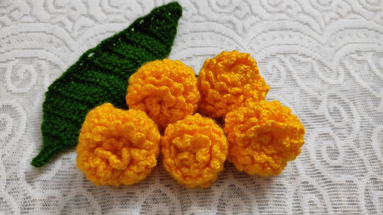 Crochet Marigold Flower🥰How to Crochet Marigold Flower Easy Quick Step by Step