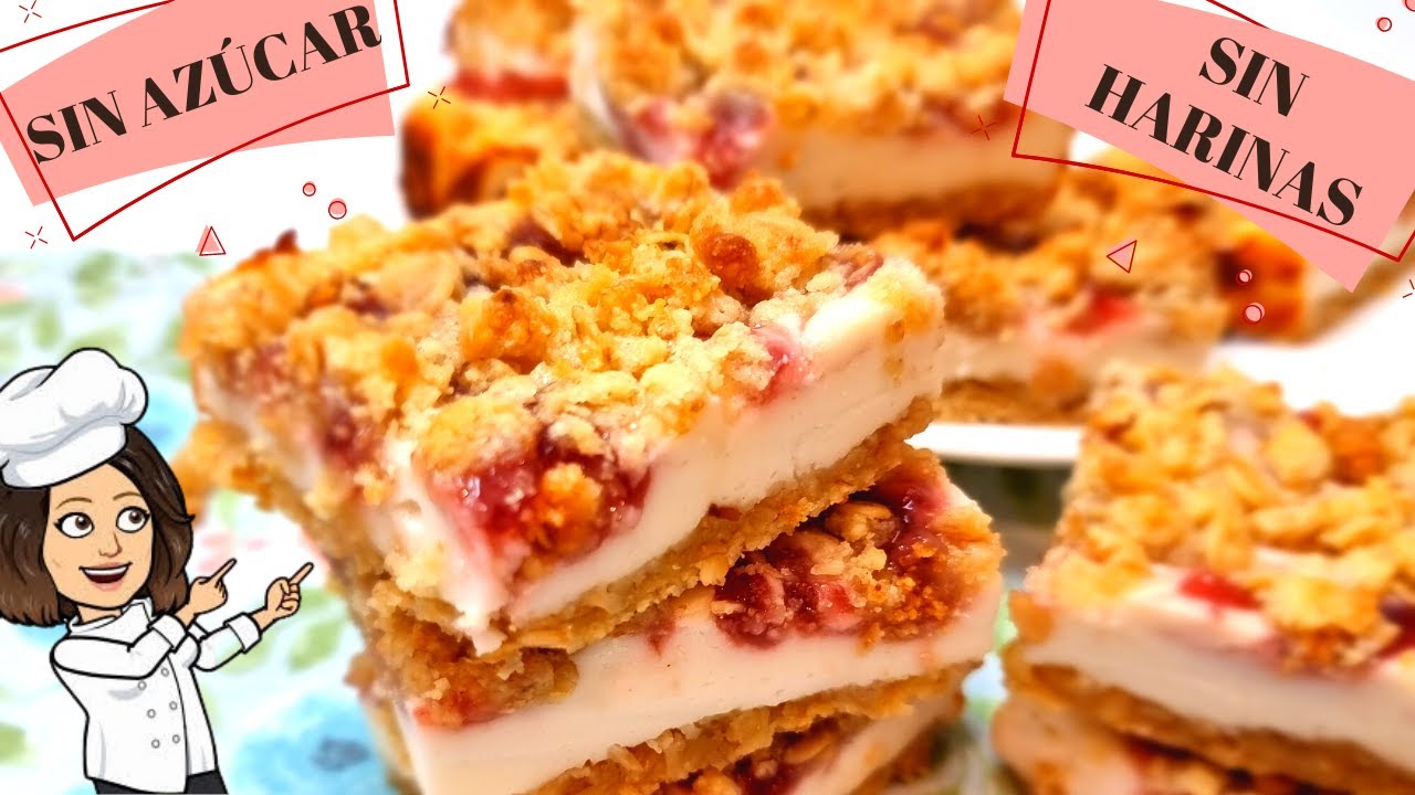 Barritas de Avena Rellenas de Yogurt y Mermelada SIN AZÚCAR  - Fáciles, rápidas y Saludables