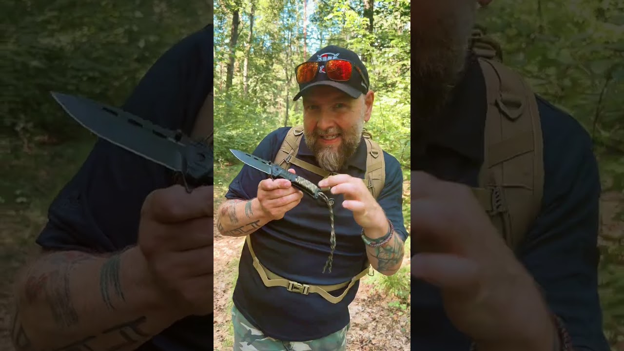 N&oacute;ż składany paracord z krzesiwem #shorts