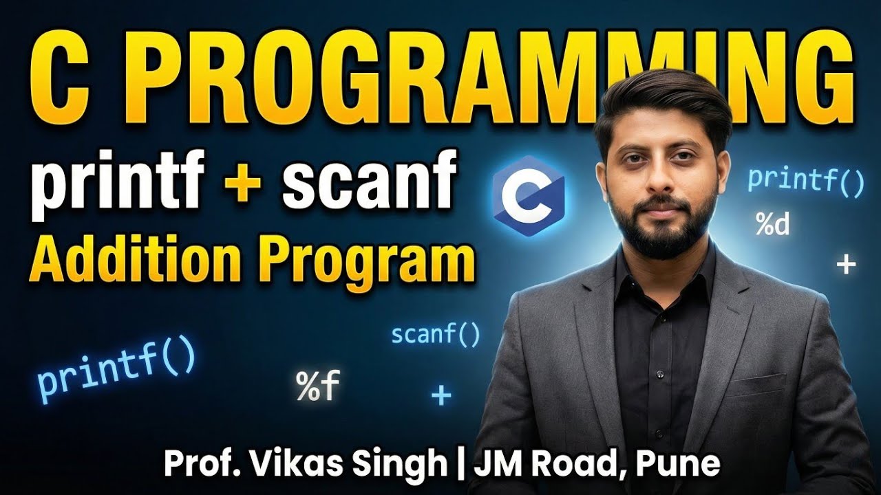 C | printf | scanf | addition | format specifier | program | Vikas Singh