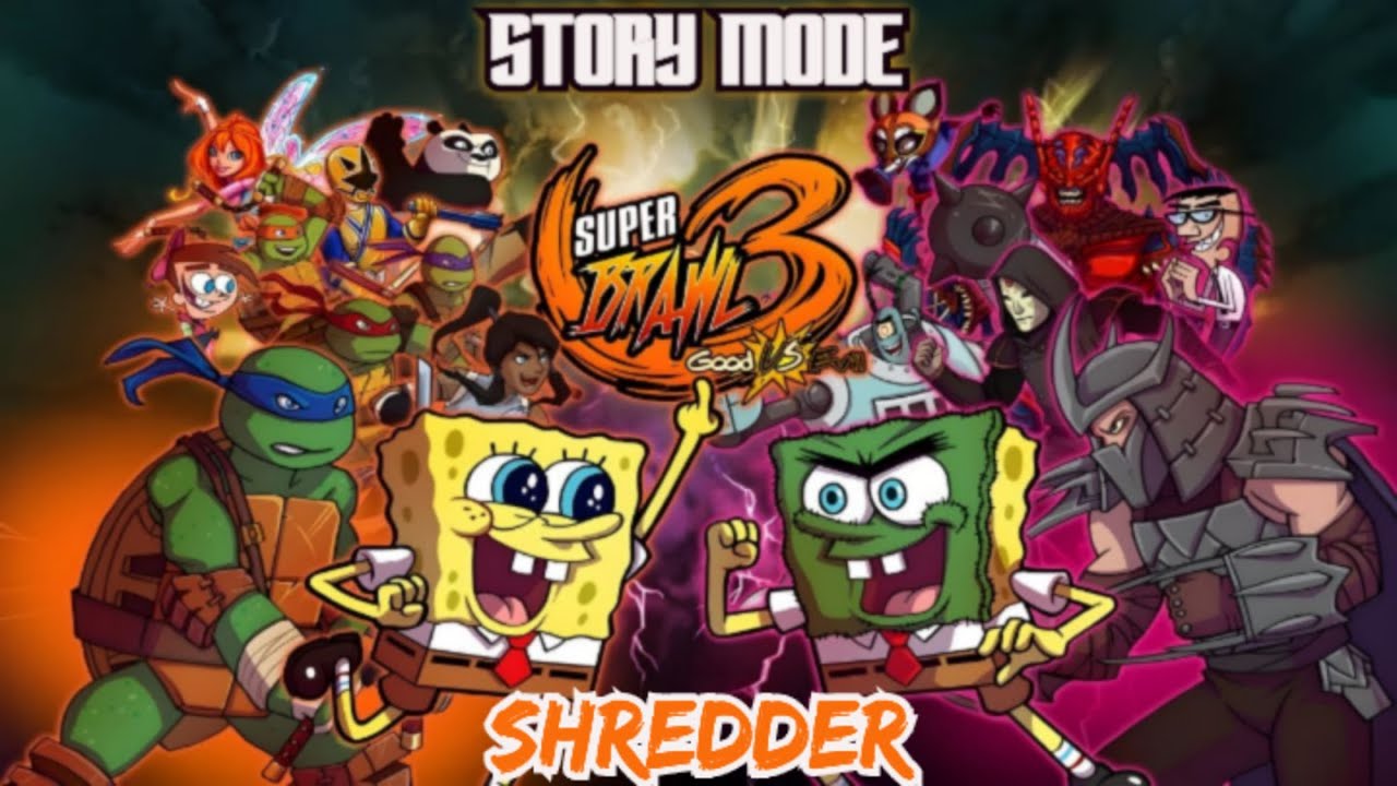 Super Brawl 3 Good VS Evil Story Mode (Shredder)