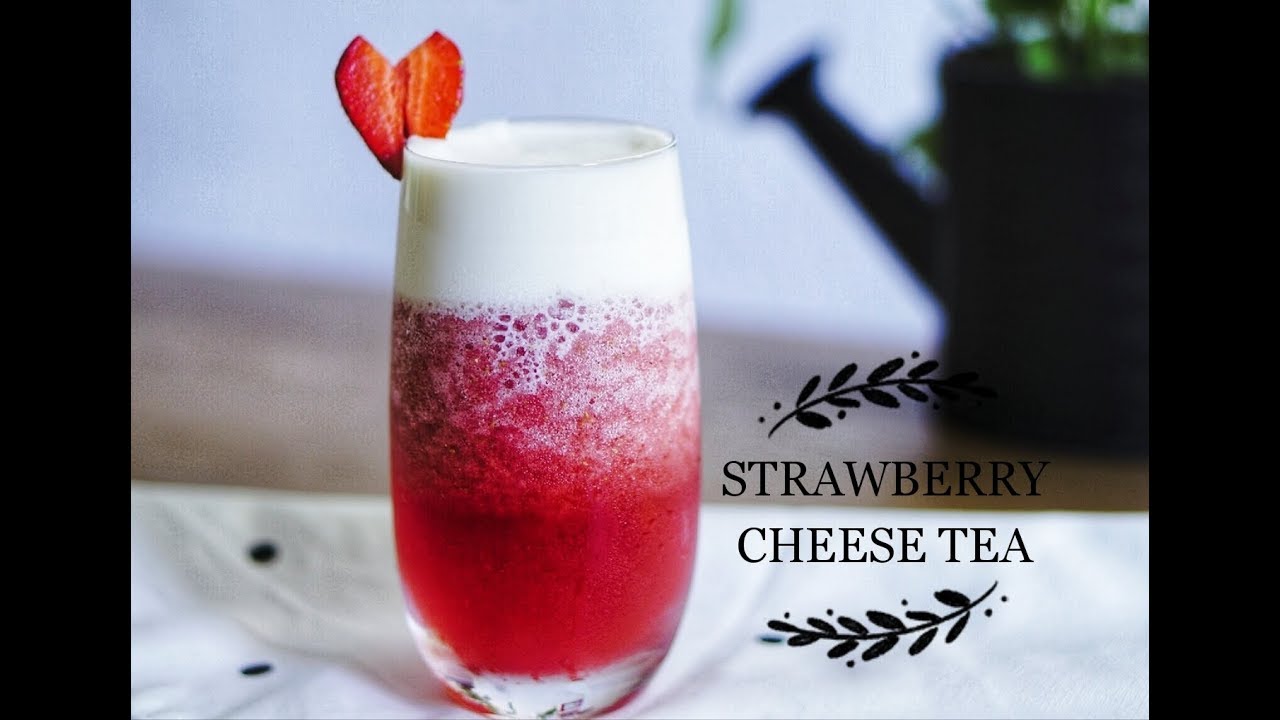 【Neckar Kitchen】超简单夏日冰饮 - 草莓芝士奶盖茶❤️Strawberry Cheese Tea❤️Erdbeer-Käse-Tee