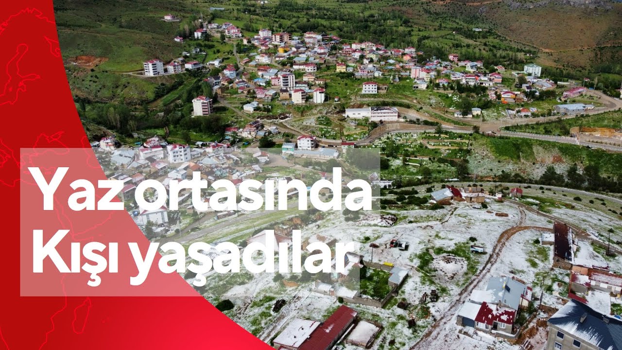 20 dakika süren dolu Gümüşgöze'yi beyaza bürüdü