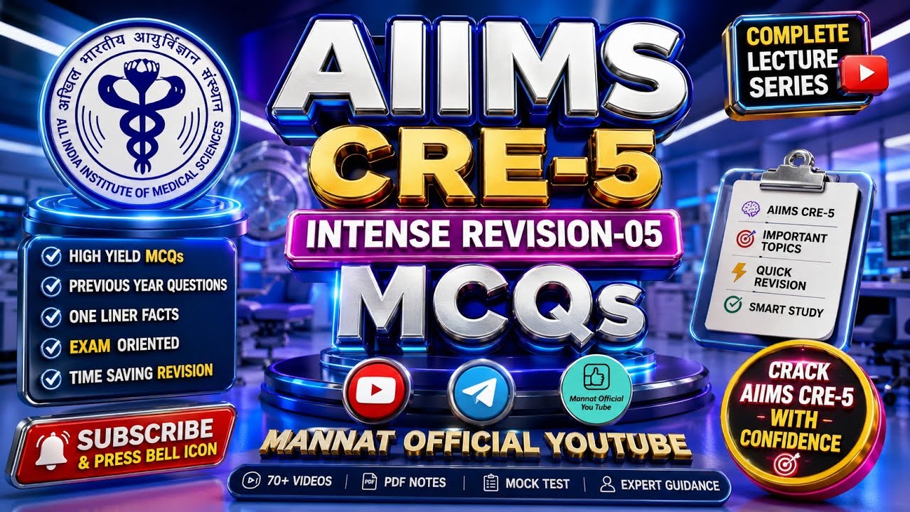 AIIMS CRE-5 Intense Revision-05🔥 MCQ #aiimscre5 #aao #ccsrules 