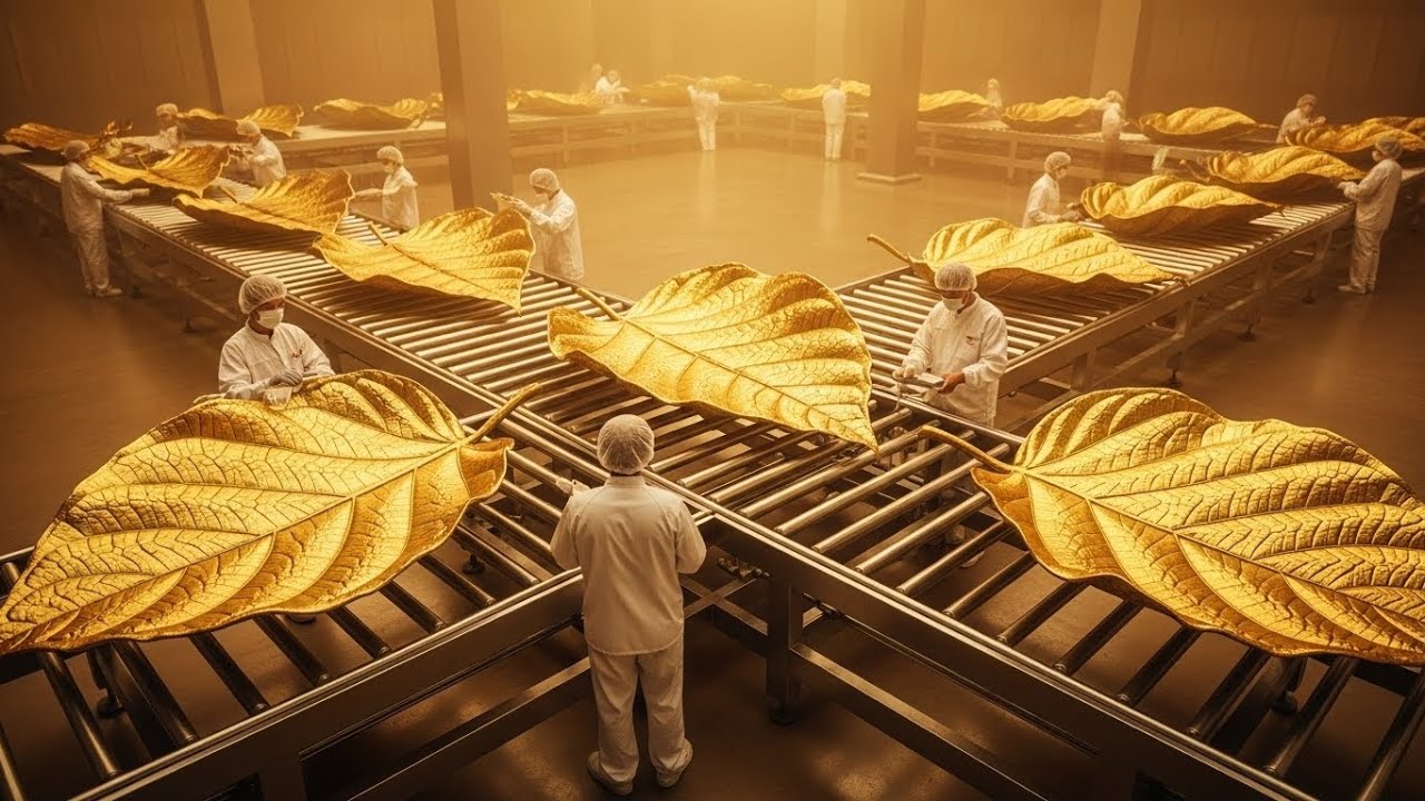 Inside a giant gold leaf factory Beating metal until it floats in the air (So satisfying!)