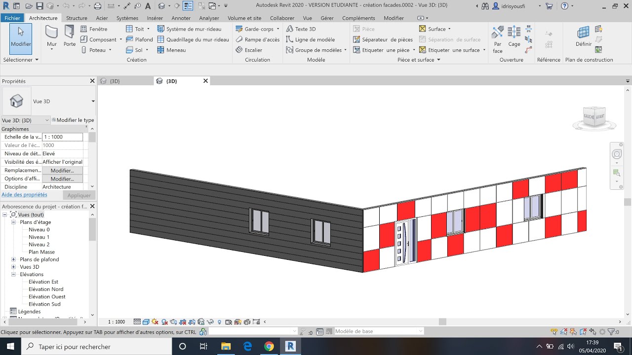 création une façade simple sur revit