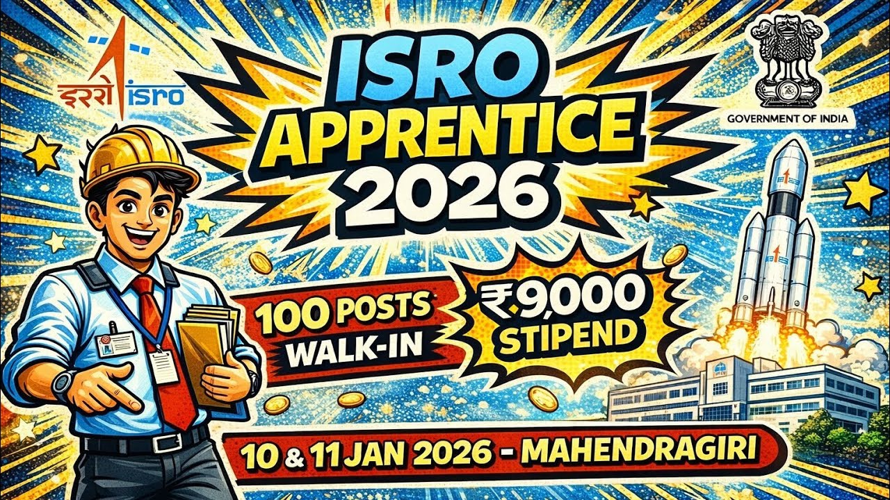 ISRO IPRC Apprentice Walk-in 2026 | 100 Vacancies | ₹9,000 Stipend | Mahendragiri Tamil Nadu