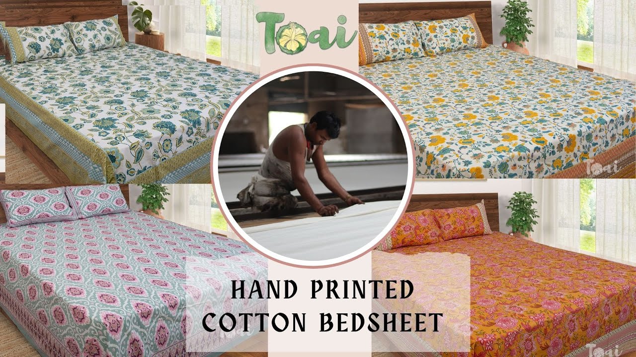 Pure cotton double bedsheet | premium cotton 250 TC| hand screen printed | www.TOAIArt.com