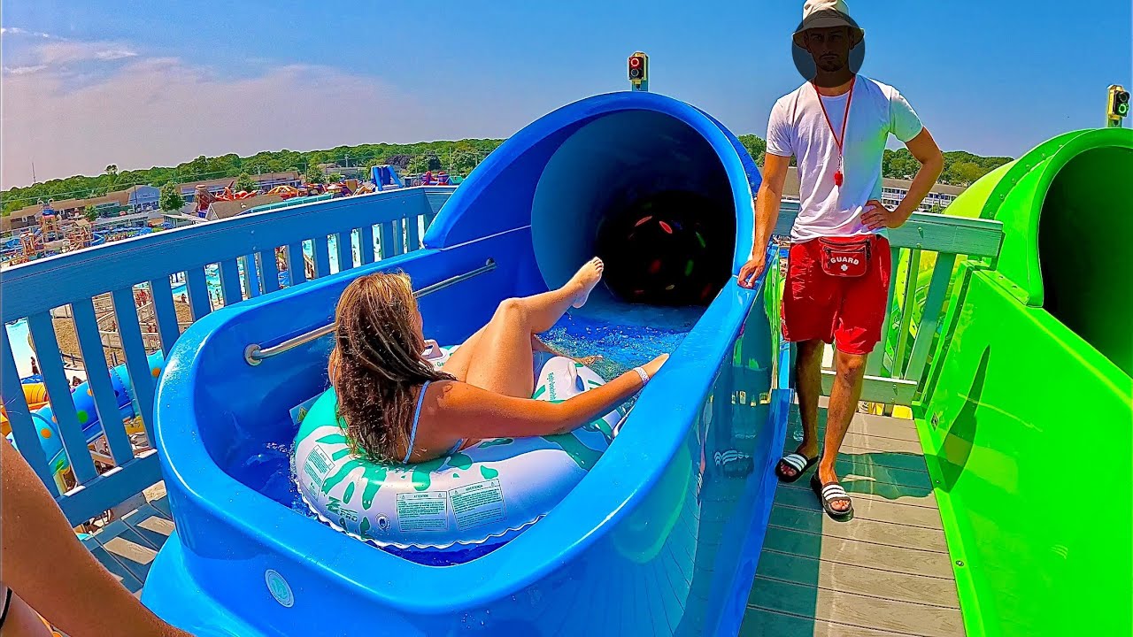 Pipeline Plunge Water Slide at Wicked Waves Cape Cod Waterpark, USA