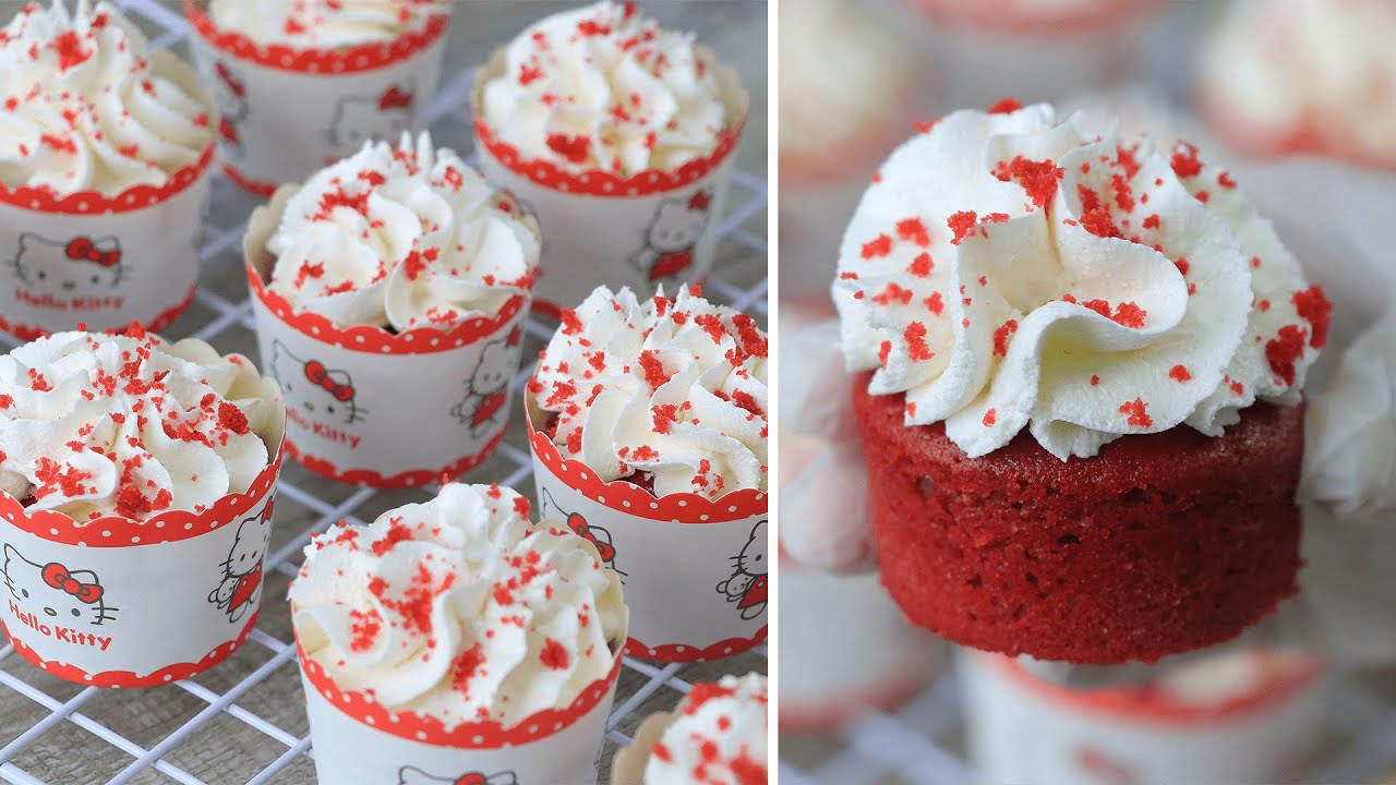 كب كيك الرد فيلفيت بمكونات قليله وطريقه سهله والنتيجه لاتوصف❤ red velvet cupcakes
