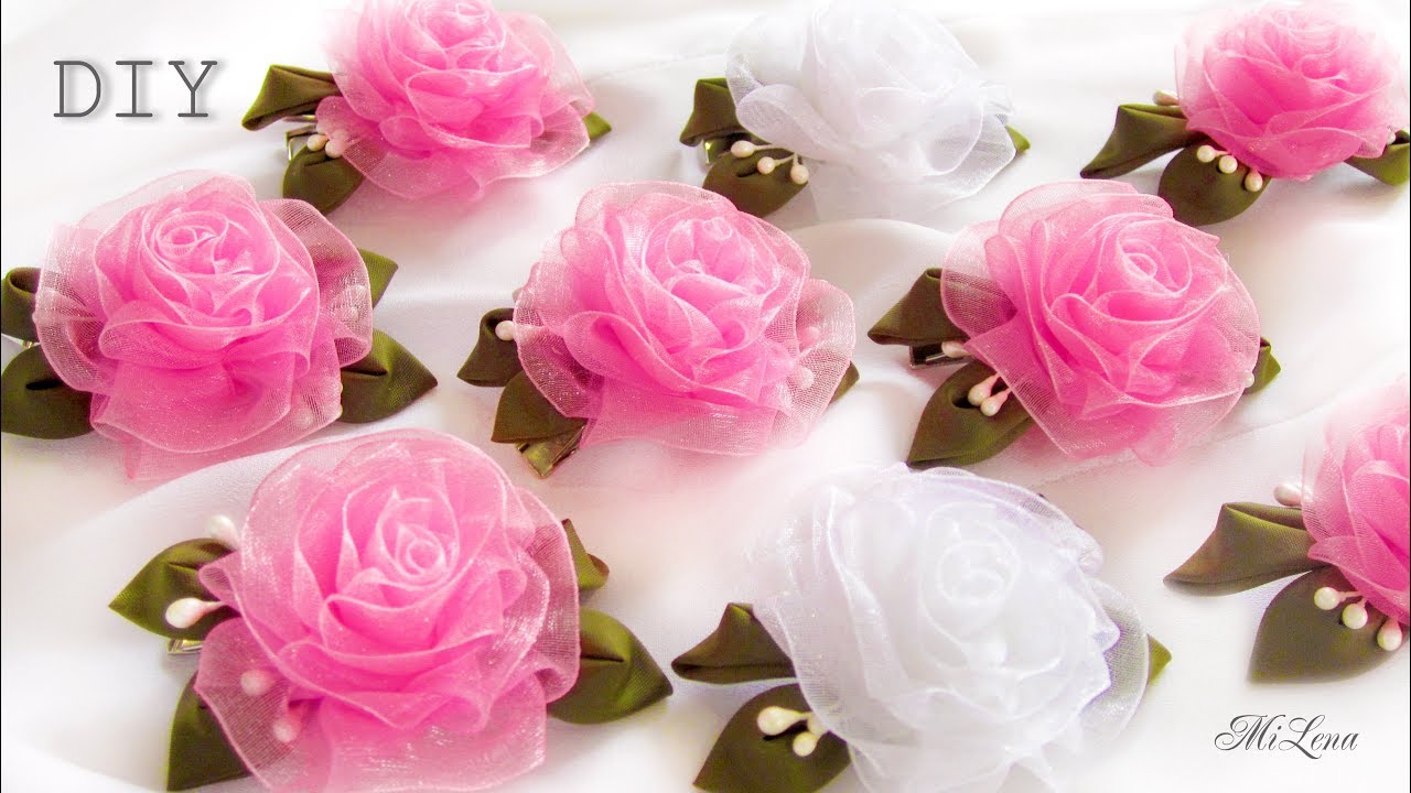 ПРОСТЫЕ РОЗОЧКИ ИЗ ОРГАНЗЫ, МК / DIY Beautiful Organza Roses (simple way)