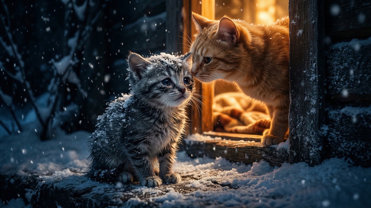 Found a Shivering Stray Kitten in the Blizzard ❄️ Mother Cat's Touching Reaction 🐾 (4K)