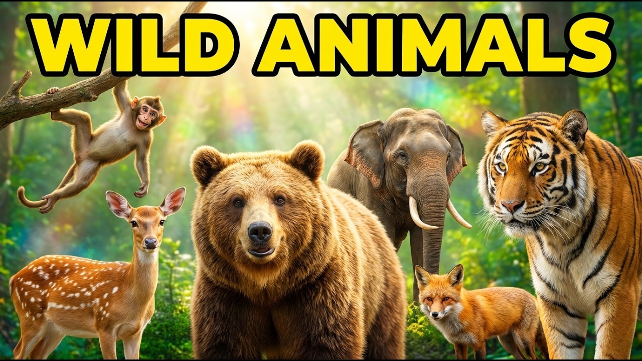 Wild Animals for Kids – Learning Video | #wildanimalsandsounds #nurseryrhymes ​