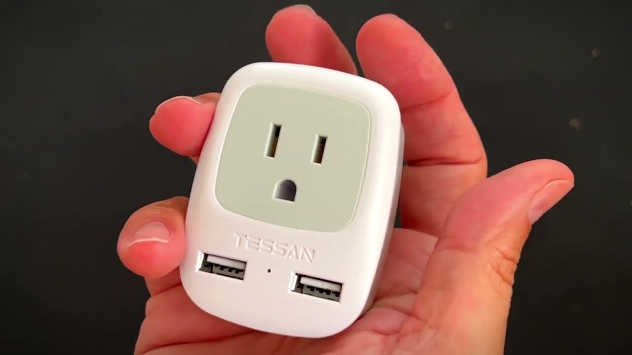 European Travel Plug Adapter, TESSAN Power Plug 2 USB Ports, Type C Outlet Adaptor Charger for US