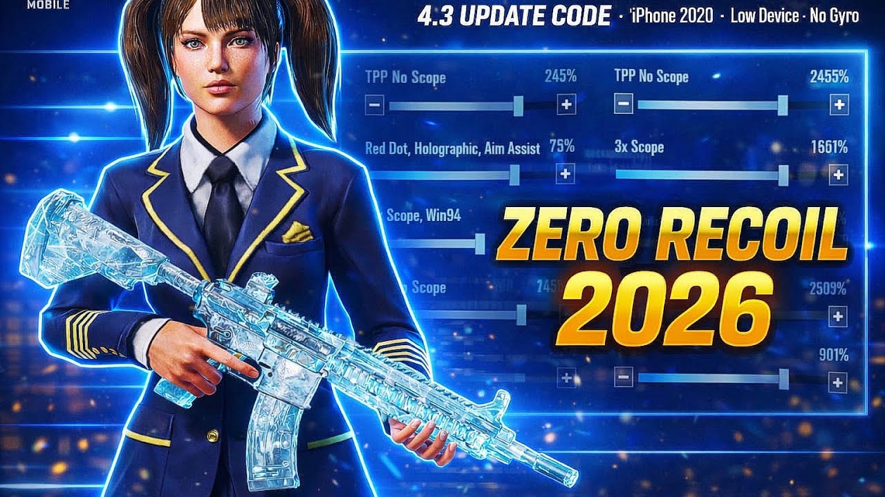 NEW 4.3 UPDATE 🔥 Best Sensitivity Code + Controls 2026 | PUBG Zero Recoil Sensitivity