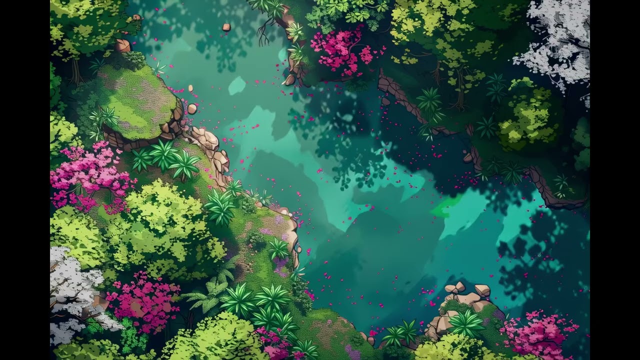 DnD compatible animated map _ Tropical Forest Aerial View _ ambient sounds for VTT