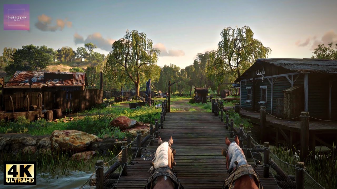 Relaxing Horse Carriage Ride in Red Dead Redemption 2 [ 4K Ultra Graphics ]