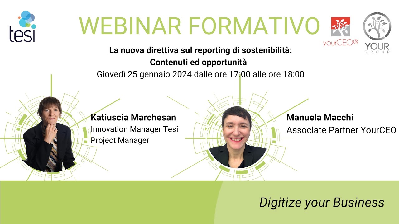Webinar Formativo  - La nuova direttiva sul reporting di sostenibilità: Contenuti ed opportunità.