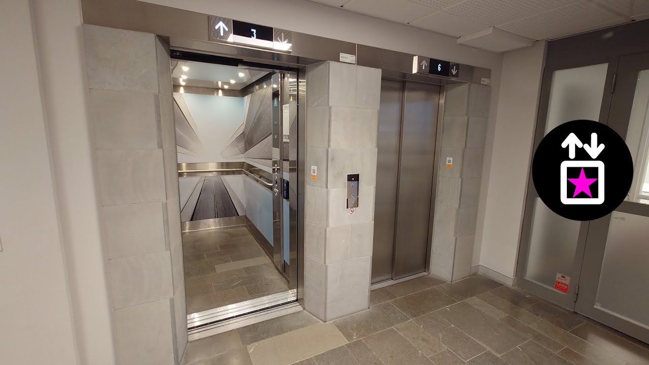Stockholm, SWE: 2x 2025 KONE MonoSpace Traction Elevators at Garnisonen, Linnégatan 89B