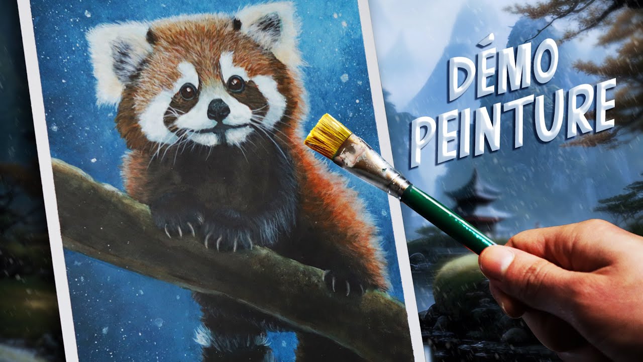 Peindre un panda roux | démonstration peinture animalière à l'acrylique