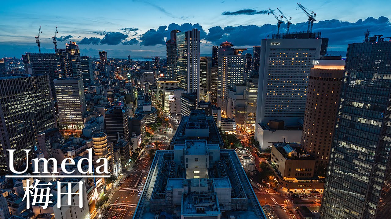大阪駅前第３ビルから見える夜景 Osaka Night Walk - Osaka Ekimae 3rd Building 4K HDR Japan