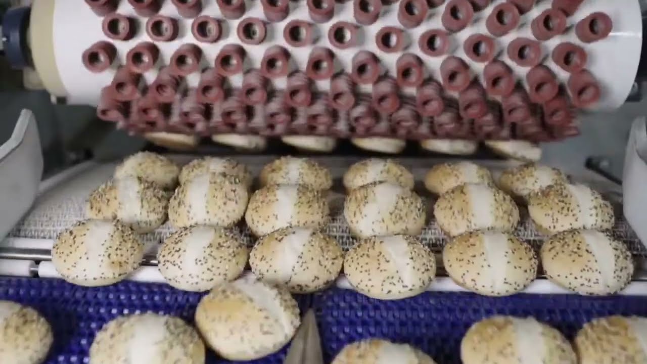 Linha automática pão de hamburguer, produção automatizada pão de hamburguer