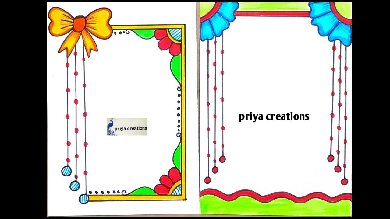 how to draw border design for project work | project design | border designs | file decoration ideas