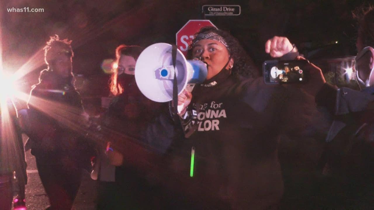 Protesters gather outside Kentucky AG's house