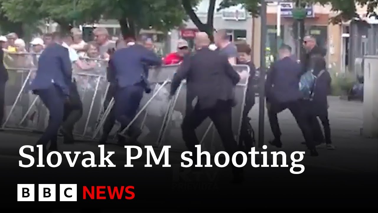 Video shows moment Slovak Prime Minister shot multiple times by 71-year-old gunman | BBC News