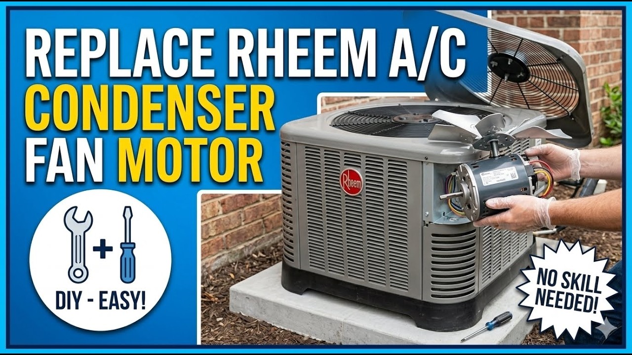 Замена двигателя вентилятора конденсатора кондиционера Rheem — НЕ ТРЕБУЕТСЯ СПЕЦИАЛЬНЫХ НАВЫКОВ