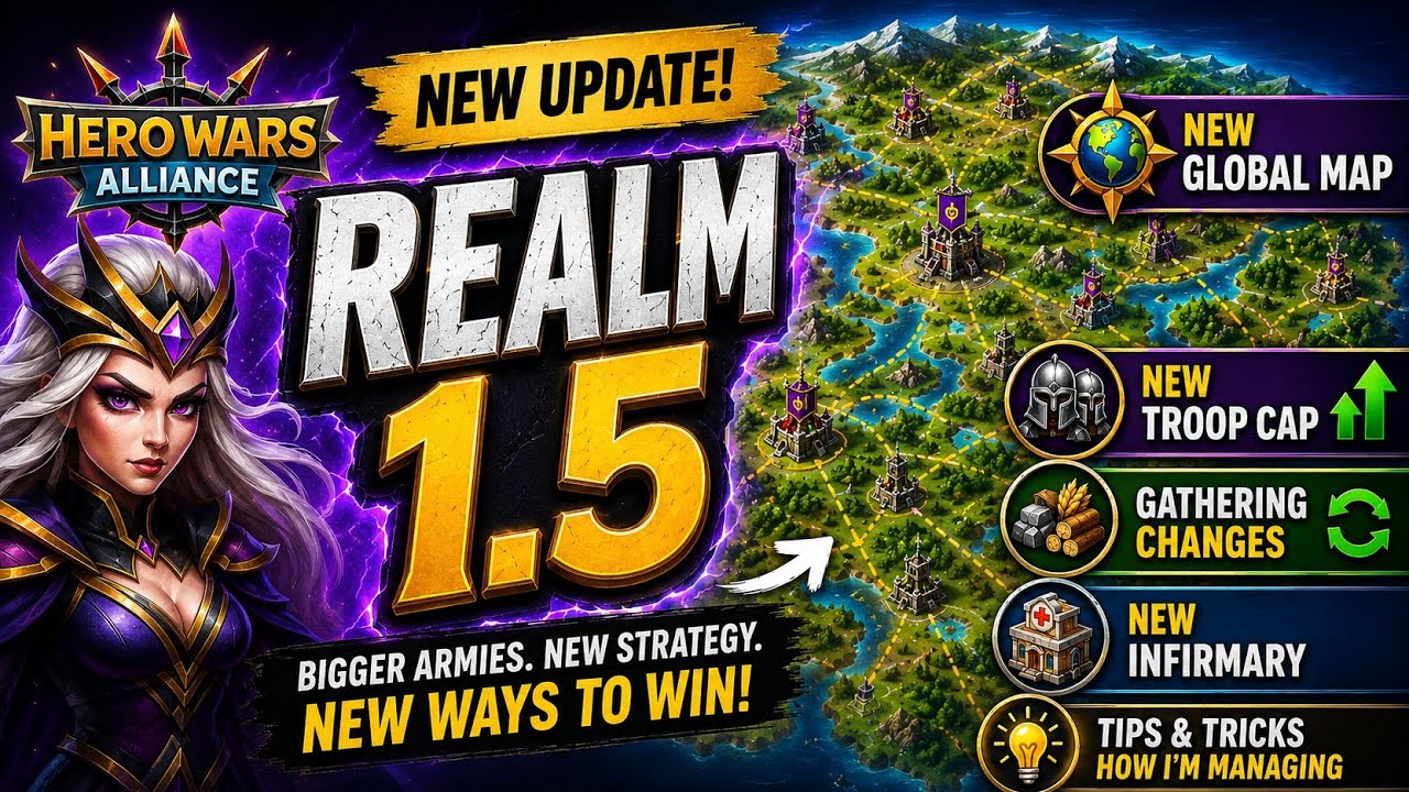 HERO WARS ALLIANCE: REALM 1.5 UPDATE EXPLAINED! Troop Cap, Map, Gathering & Infirmary