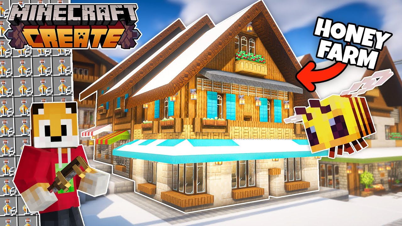 I built a COOL HONEY FARM in Minecraft Create Mod