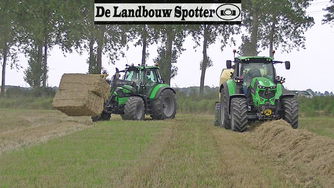 Balen persen | Firma Beekman | Deutz Fahr 6215 + 6190 Warrior | Emmeloord | Pressing bales