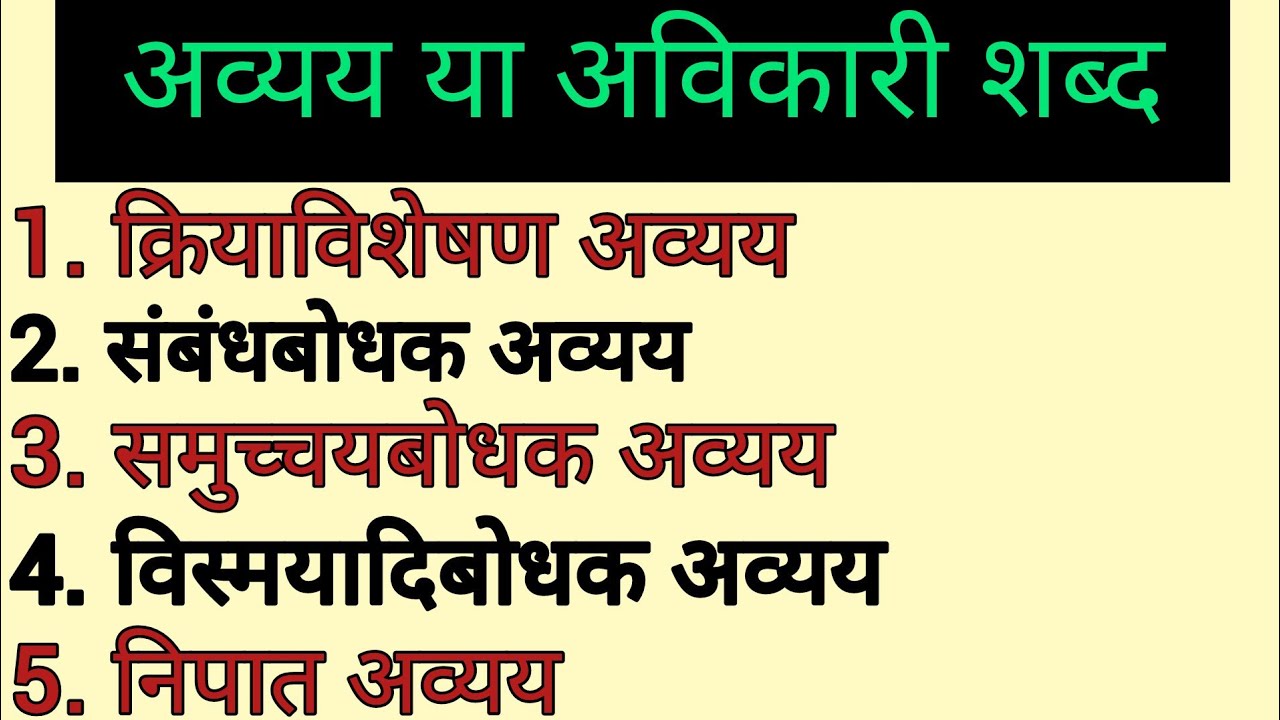 अव्यय और अव्यय के भेद | क्रियाविशेषण संबंधबोधक समुच्चयबोधक विस्मयादिबोधक निपात | Avyay Hindi Trick |