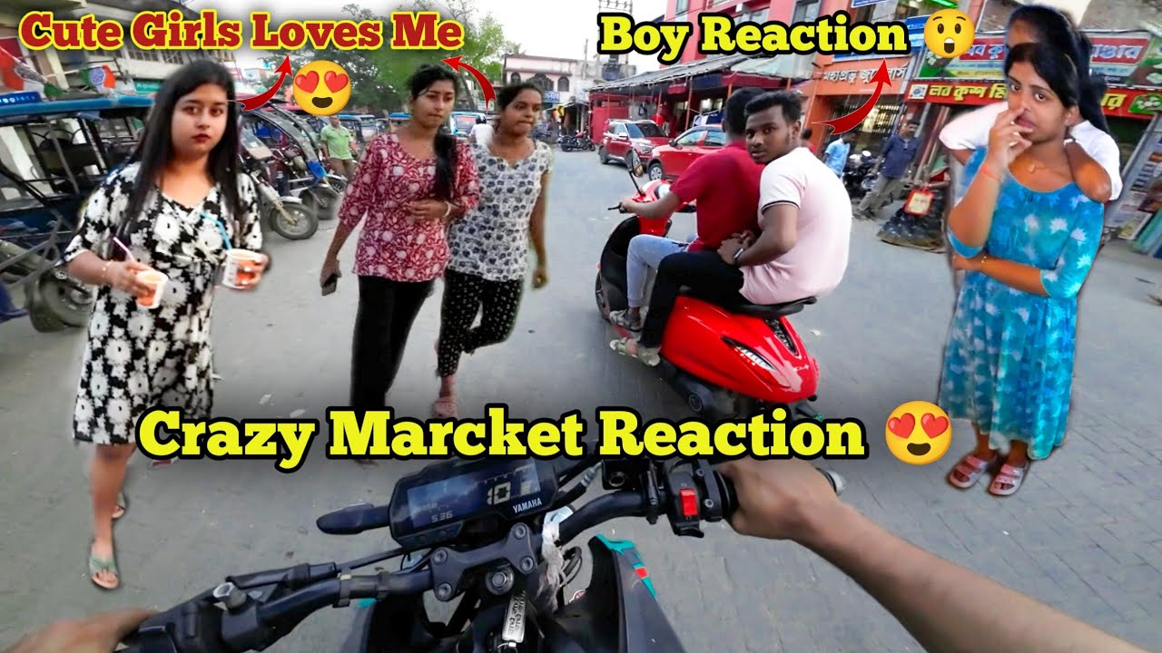 Crazy Cute Girl & Boys Market Reaction 😍 Nabadwip Cute Girl Market Reaction On My Yamaha MT15 😍