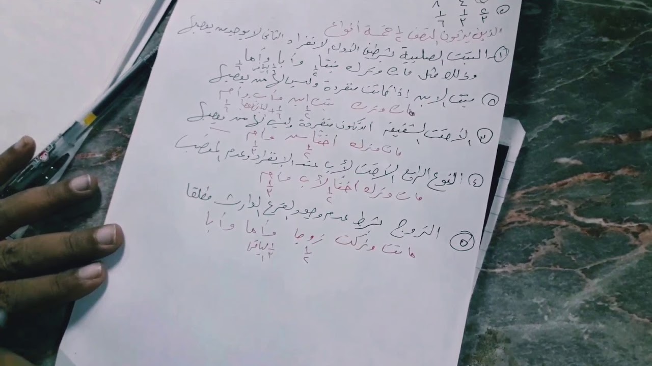 ح ( ٣ ) دورة الميراث  . أصحاب النصف والربع والثمن