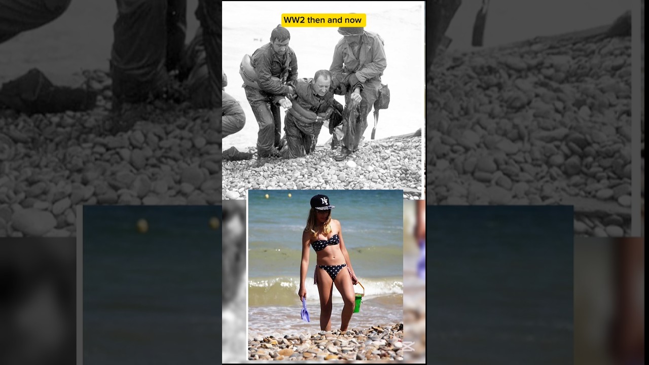 WW2 then and now D-Day Normandy 1944vs2025#ww2#dday#normandy#britain#war#thenandnow#respect#ytshorts