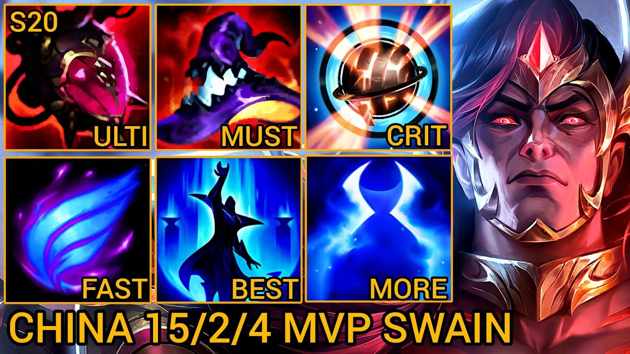 Swain MVP Mid Lane Rating A 15/2/4 - China Wild Rift New Meta Build & Runes By Tiarty