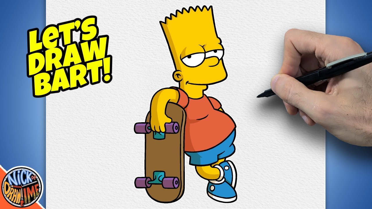How to Draw BART SIMPSON (Cool Skate) (The Simpsons) (PDT)