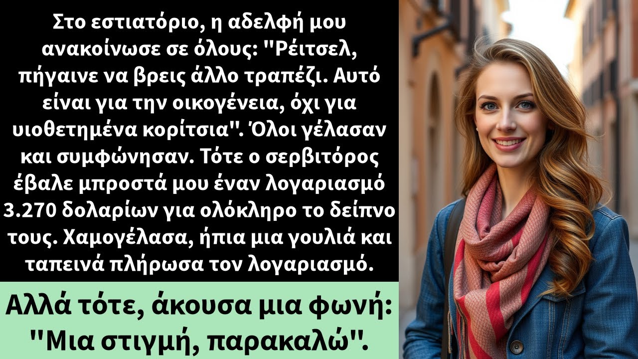 Στο εστιατόριο, η αδελφή μου ανακοίνωσε σε όλους: 