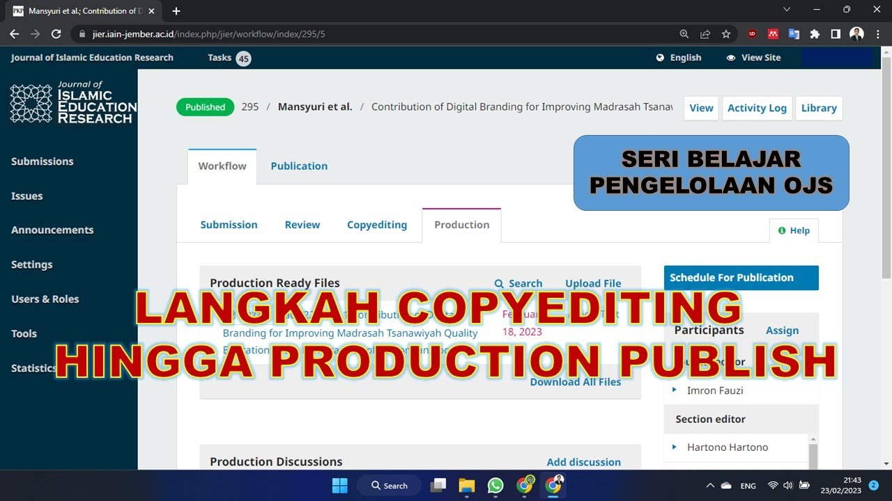 LANGKAH COPYEDITING HINGGA PRODUCTION PUBLISH PADA OJS ~ Part 5