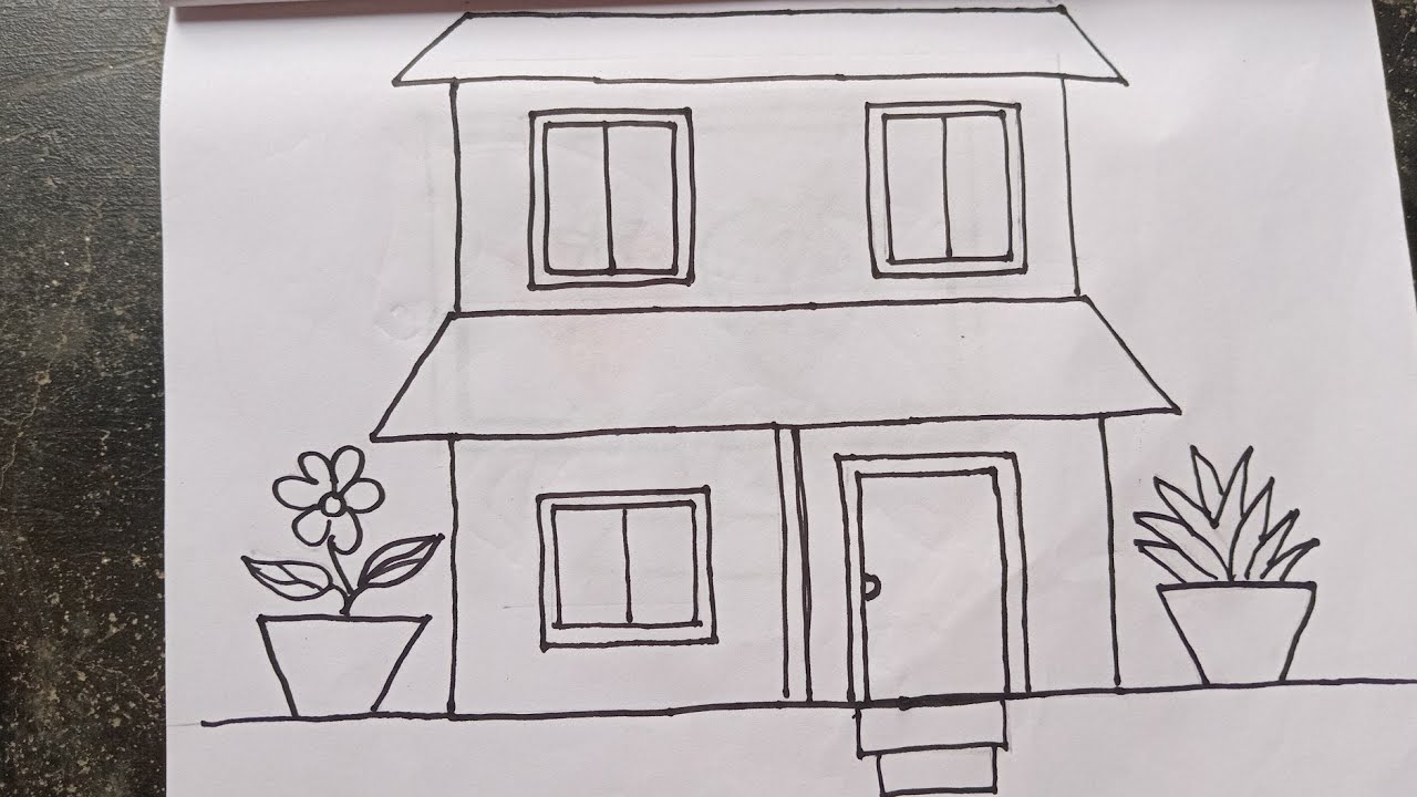 Beautiful Building House || Pencil Drawing || Very Easy || Cute