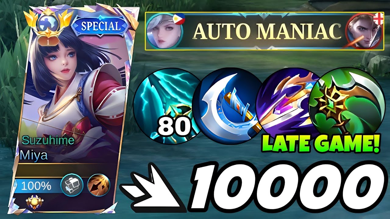 TOP GLOBAL MIYA BEST BURST DAMAGE EARLY TO LATE GAME BUILD IS HERE!🔥 (Auto 1 hit delete!💀) - mlbb