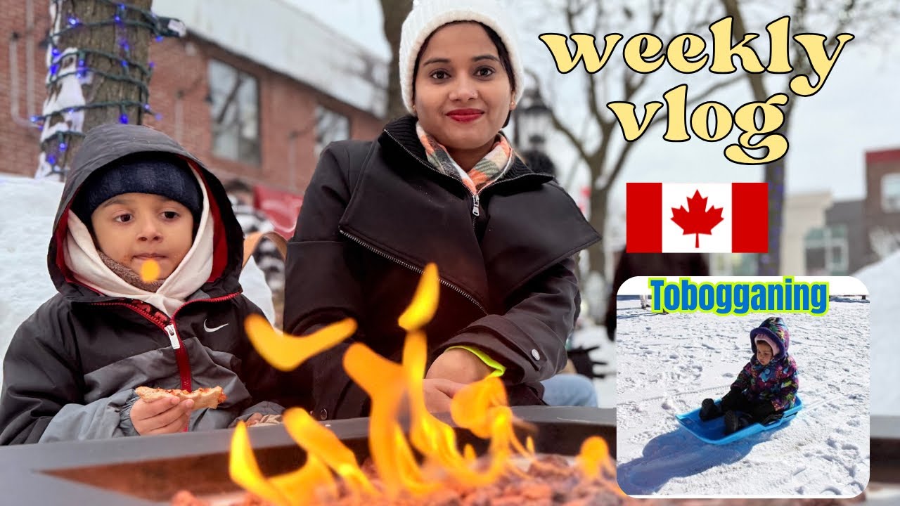 Weekly Vlog | Snowstorm Struggles, School Opening & Fun Tobogganing & Library Visit | Ganesh Chauth