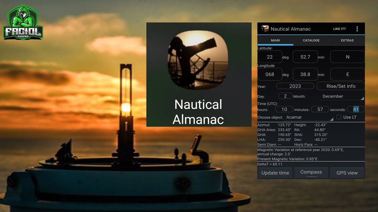 Star Finder using Nautical Almanac Apps and how to use for compass error 2023