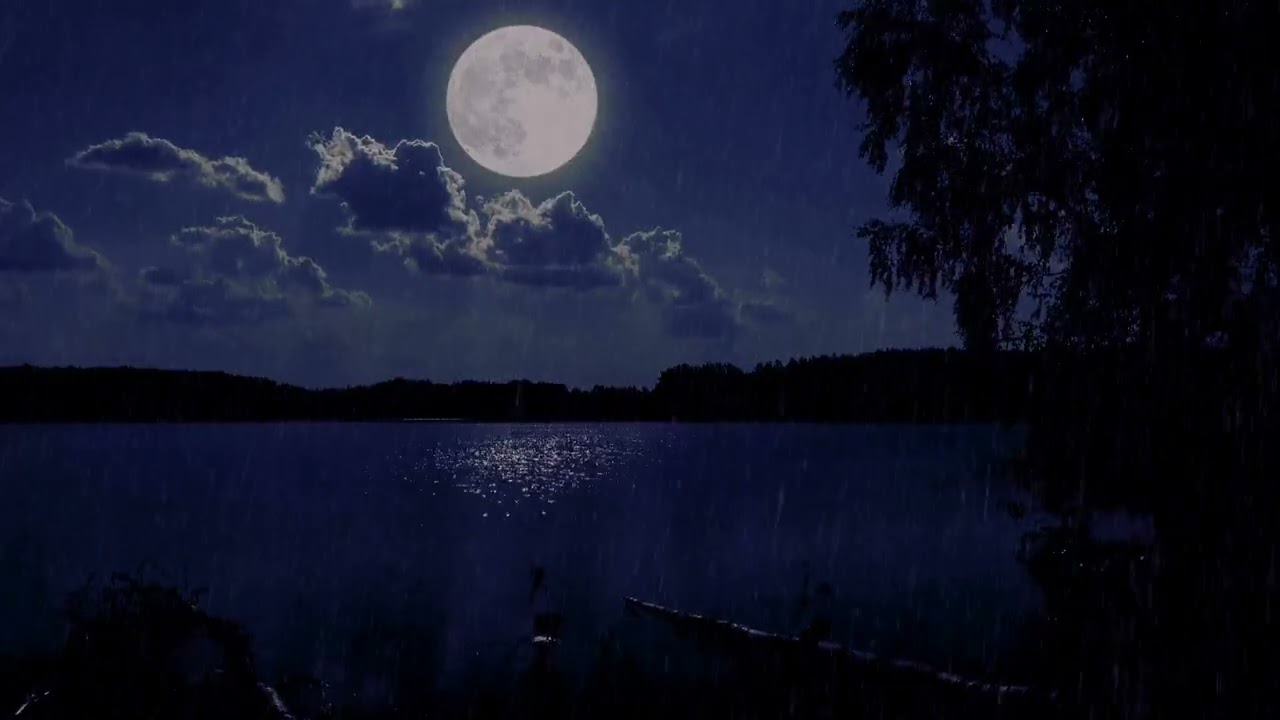 🌧 Midnight Moon & Rain | 10 Hours of Relaxing Rain Sounds Beneath the Stars