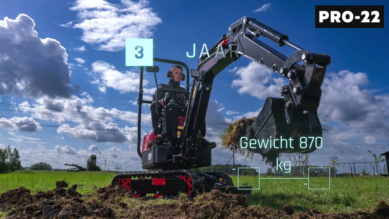 PRO-22 G800 Minigraver - Benzine / Gewicht 870 Kg / Verstelbare rupsen